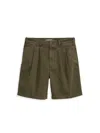 Alex Mill Standard Pleated Short In Chino In Deep Moss