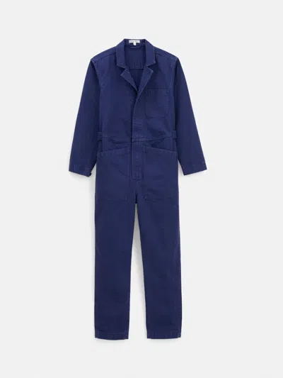 Alex Mill Standard Zip Jumpsuit In Herringbone In Midnight Blue