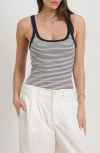 Alex Mill Stripe Stretch Cotton Rib Tank Top In Gray
