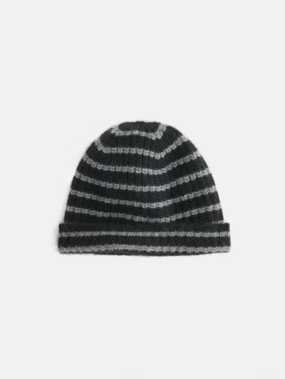 Alex Mill Striped Cashmere Beanie In Black