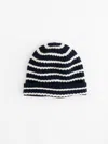 Alex Mill Striped Cashmere Beanie In Black