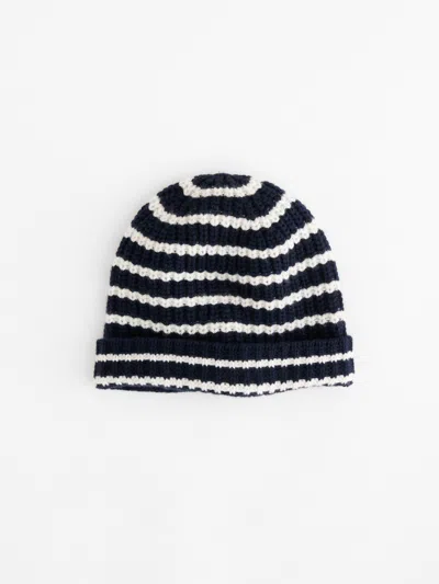 Alex Mill Striped Cashmere Beanie In Black