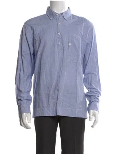 Pre-owned Alex Mill Striped Collar Polo Shirt In Blue