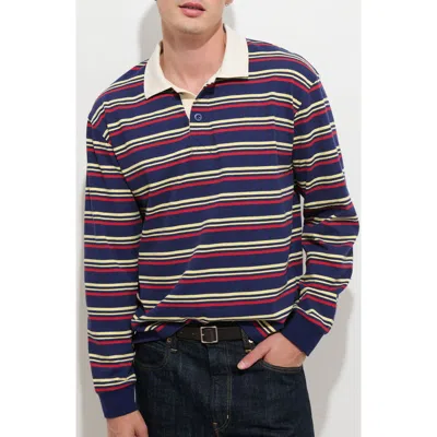 Alex Mill Striped Cotton Jersey Long Sleeve Rugby Shirt In Blue