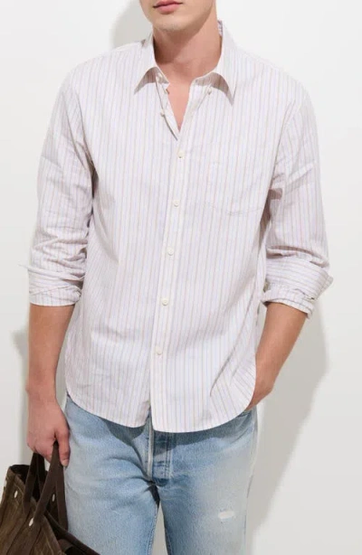 Alex Mill Striped Cotton Poplin Button Down Shirt In White