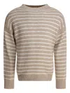 Alex Mill Harbor Stripe Sweater In Cotton In Brown
