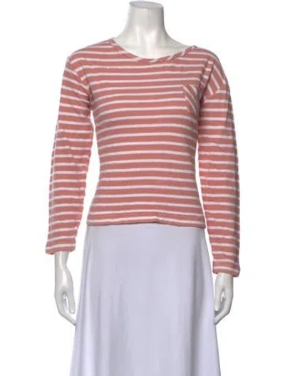Pre-owned Alex Mill Striped Crew Neck Top In Pink