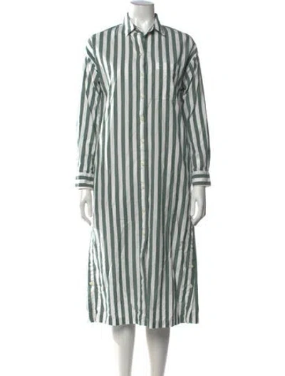 Pre-owned Alex Mill Striped Long Dress In Green