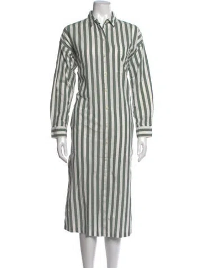 Pre-owned Alex Mill Striped Long Dress In Green
