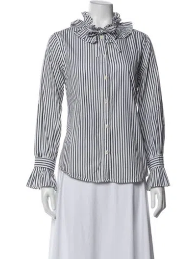 Pre-owned Alex Mill Striped Long Sleeve Blouse In Blue