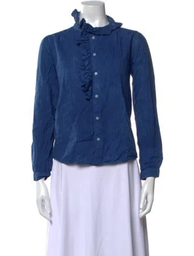 Pre-owned Alex Mill Striped Long Sleeve Blouse In Blue