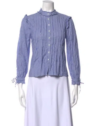 Pre-owned Alex Mill Striped Long Sleeve Blouse In Brown