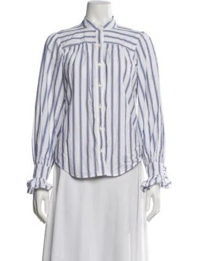 Pre-owned Alex Mill Striped Long Sleeve Blouse In White