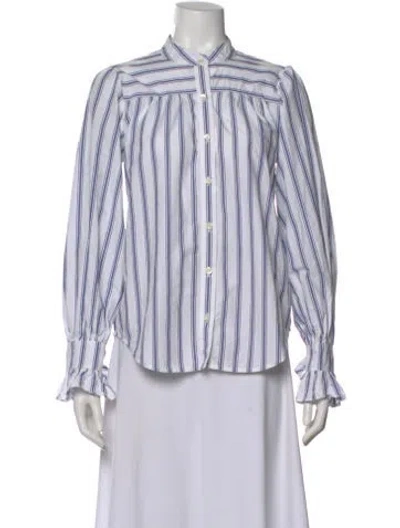 Pre-owned Alex Mill Striped Long Sleeve Blouse In White