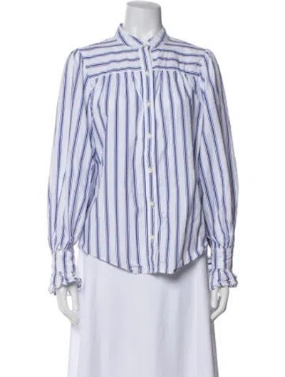 Pre-owned Alex Mill Striped Long Sleeve Button-up Top In Blue