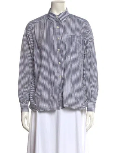 Pre-owned Alex Mill Striped Long Sleeve Button-up Top In Blue