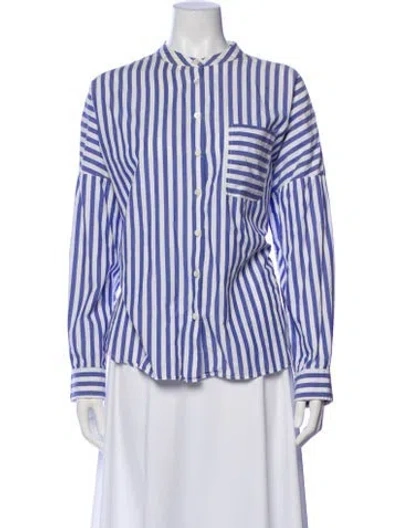 Pre-owned Alex Mill Striped Long Sleeve Button-up Top In Blue