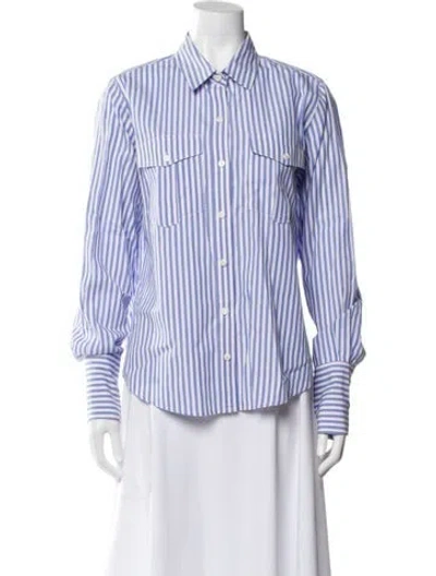 Pre-owned Alex Mill Striped Long Sleeve Button-up Top In Blue