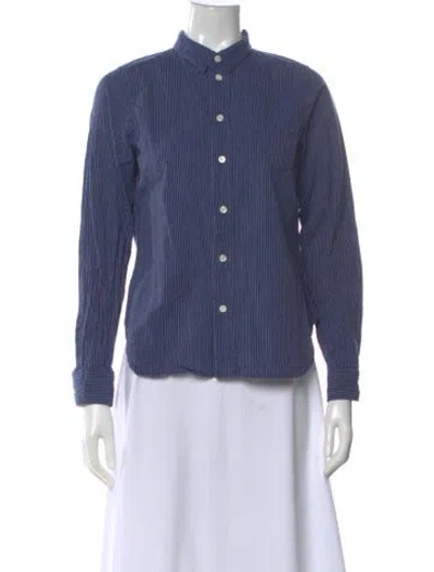 Pre-owned Alex Mill Striped Long Sleeve Button-up Top In Blue