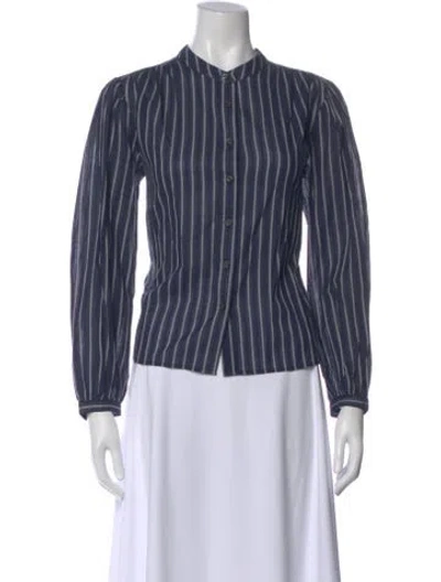 Pre-owned Alex Mill Striped Long Sleeve Button-up Top In Blue