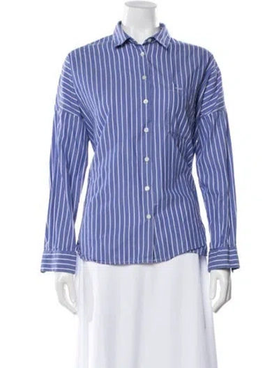 Pre-owned Alex Mill Striped Long Sleeve Button-up Top In Blue