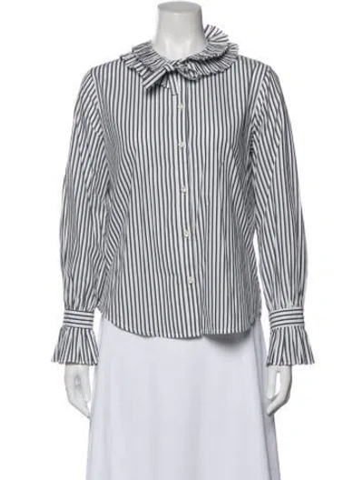 Pre-owned Alex Mill Striped Long Sleeve Button-up Top In Blue