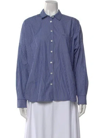 Pre-owned Alex Mill Striped Long Sleeve Button-up Top In Blue