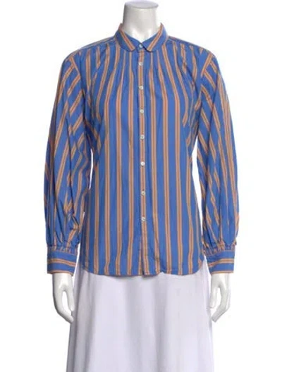 Pre-owned Alex Mill Striped Long Sleeve Button-up Top In Blue