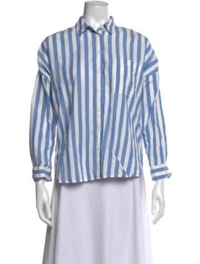 Pre-owned Alex Mill Striped Long Sleeve Button-up Top In Blue