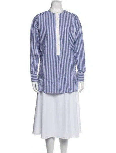 Pre-owned Alex Mill Striped Long Sleeve Button-up Top In Blue