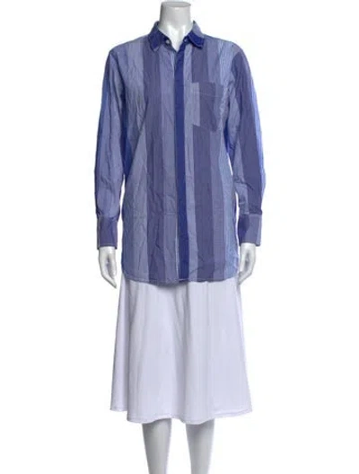 Pre-owned Alex Mill Striped Long Sleeve Button-up Top In Blue