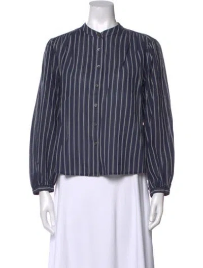 Pre-owned Alex Mill Striped Long Sleeve Button-up Top In Blue