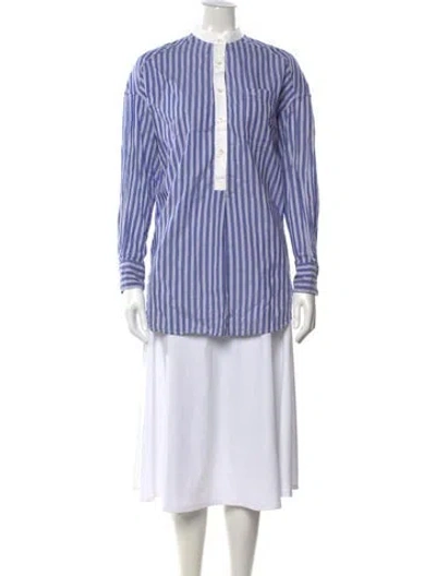 Pre-owned Alex Mill Striped Long Sleeve Button-up Top In Blue