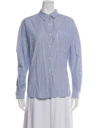 Pre-owned Alex Mill Striped Long Sleeve Button-up Top In Blue
