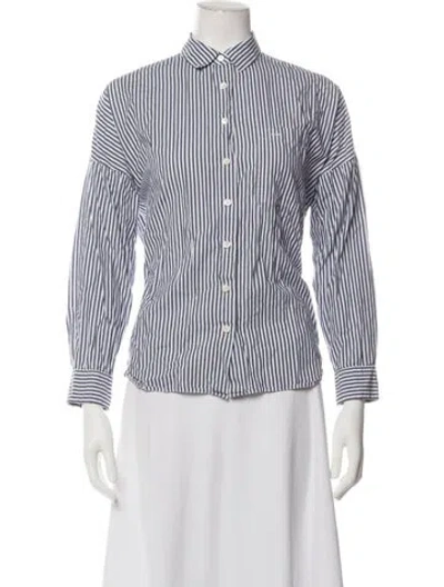 Pre-owned Alex Mill Striped Long Sleeve Button-up Top In Blue