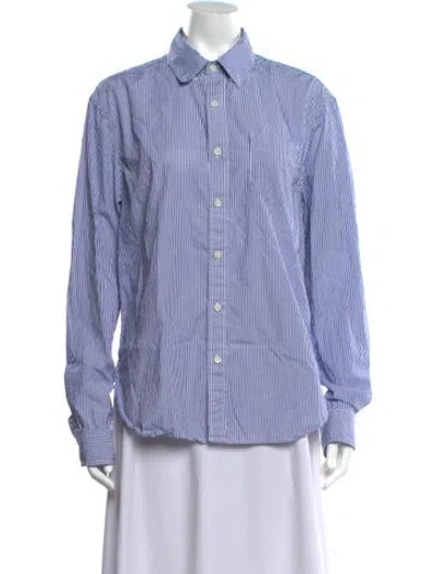 Pre-owned Alex Mill Striped Long Sleeve Button-up Top In Blue/white