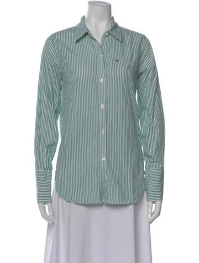 Pre-owned Alex Mill Striped Long Sleeve Button-up Top In Green