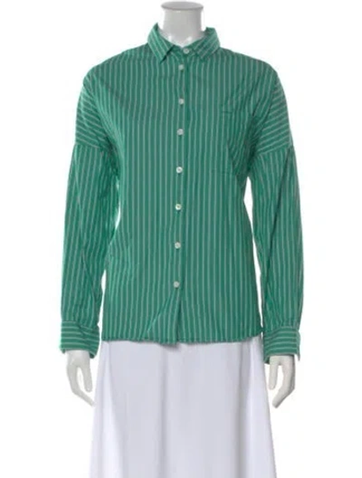 Pre-owned Alex Mill Striped Long Sleeve Button-up Top In Green