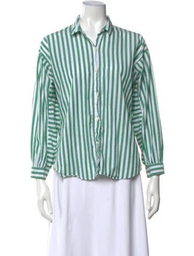 Pre-owned Alex Mill Striped Long Sleeve Button-up Top In Green