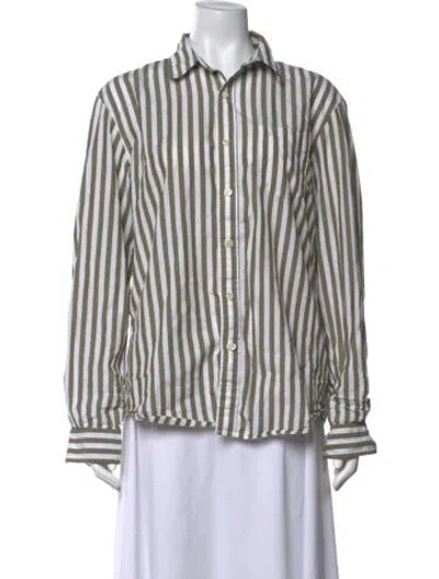 Pre-owned Alex Mill Striped Long Sleeve Button-up Top In Green
