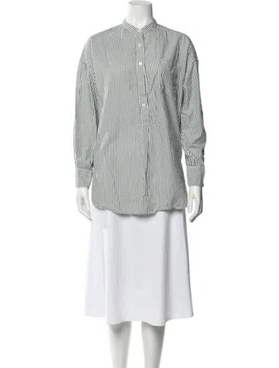 Pre-owned Alex Mill Striped Long Sleeve Button-up Top In Green