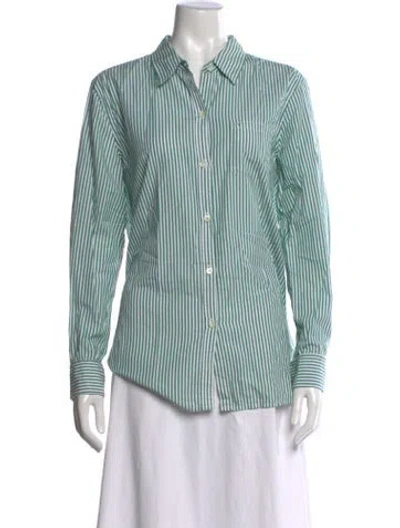 Pre-owned Alex Mill Striped Long Sleeve Button-up Top In Green