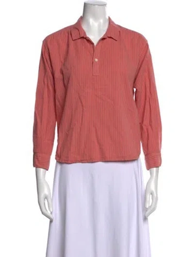 Pre-owned Alex Mill Striped Long Sleeve Button-up Top In Pink