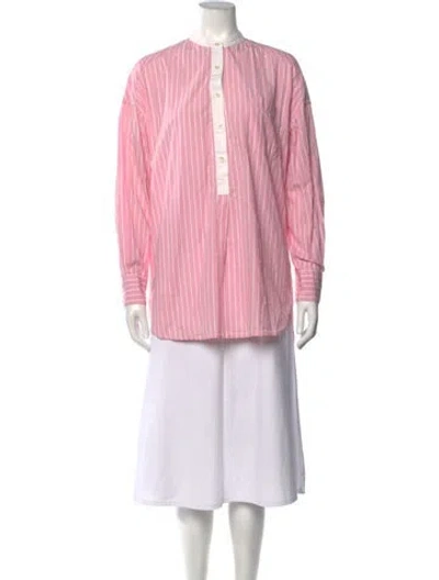 Pre-owned Alex Mill Striped Long Sleeve Button-up Top In Pink