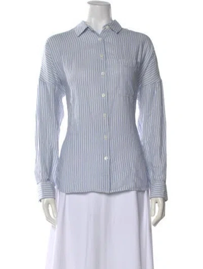 Pre-owned Alex Mill Striped Long Sleeve Button-up Top W/ Tags In Blue