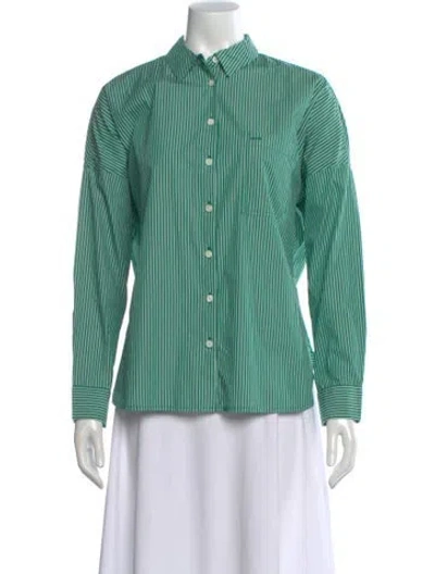 Pre-owned Alex Mill Striped Long Sleeve Button-up Top W/ Tags In Green