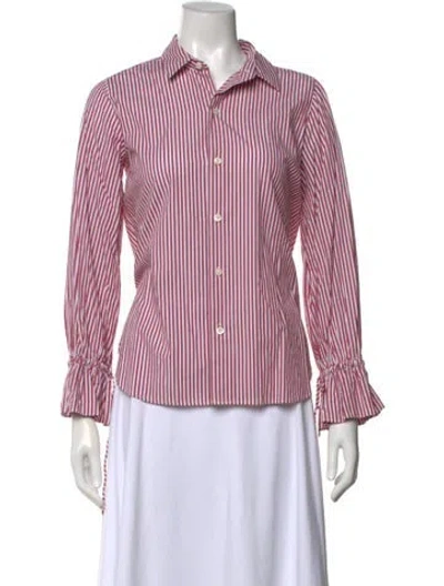 Pre-owned Alex Mill Striped Long Sleeve Button-up Top W/ Tags In Red