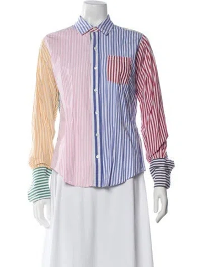 Pre-owned Alex Mill Striped Long Sleeve Button-up Top In White