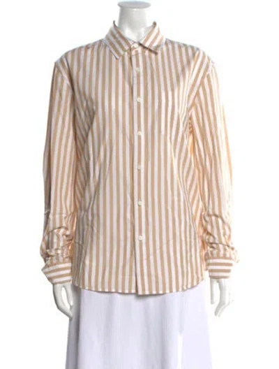 Pre-owned Alex Mill Striped Long Sleeve Button-up Top In White