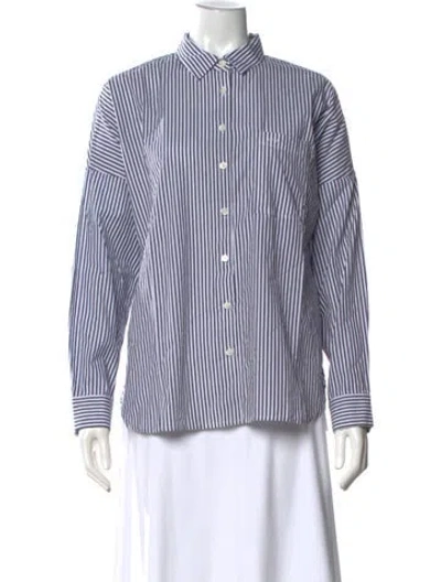 Pre-owned Alex Mill Striped Long Sleeve Button-up Top In White